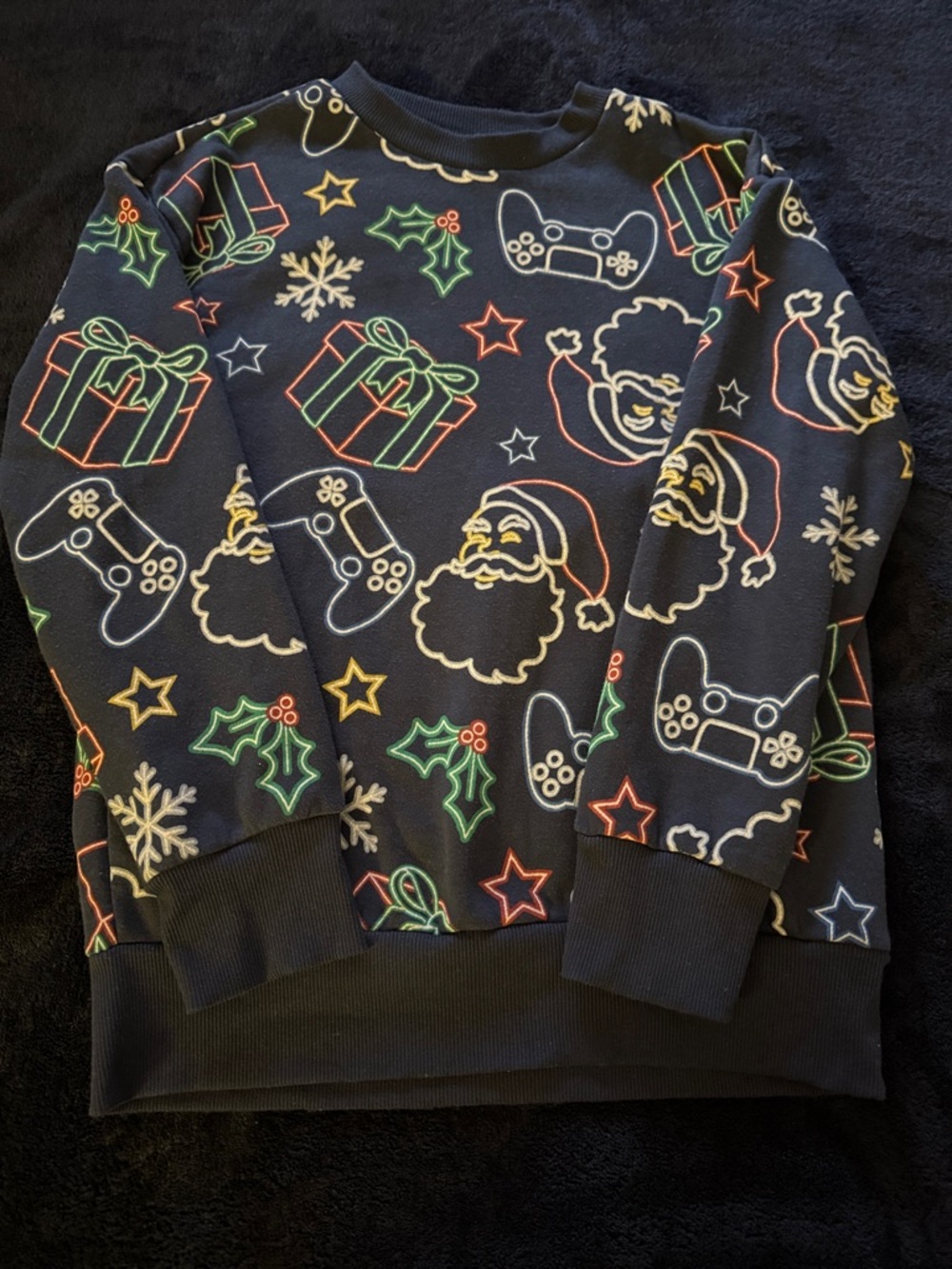 Neon Holiday Graphic Sweatshirt - Black